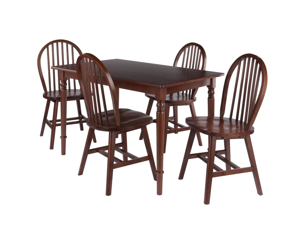 Ravenna 5-Pc Dining Table with Windsor Chairs, Walnut