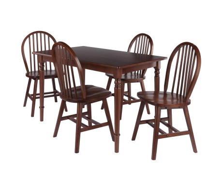 Ravenna 5-Pc Dining Table with Windsor Chairs, Walnut