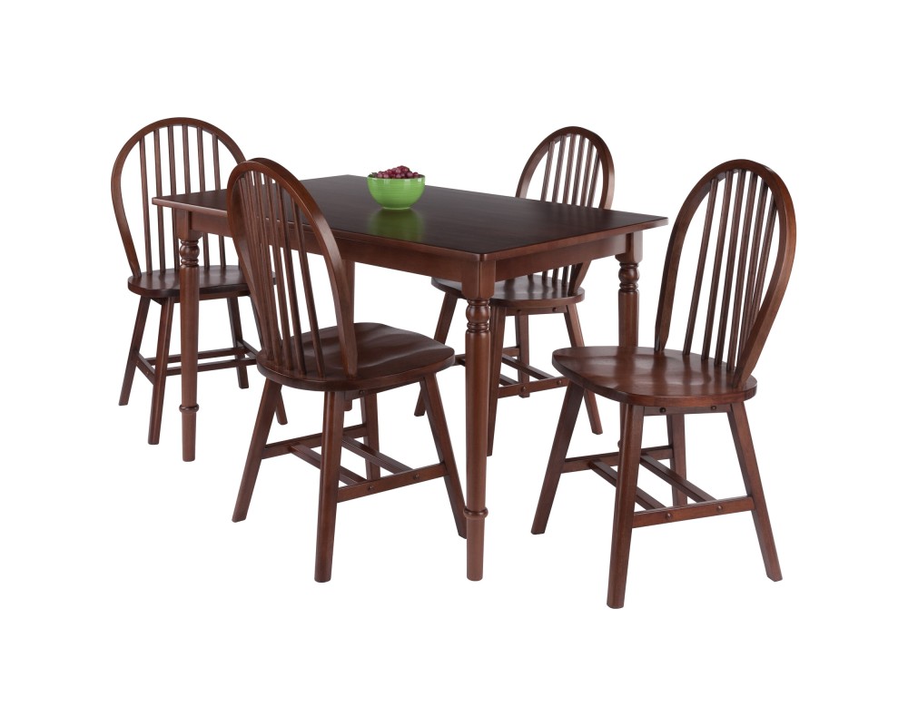 Ravenna 5-Pc Dining Table with Windsor Chairs, Walnut
