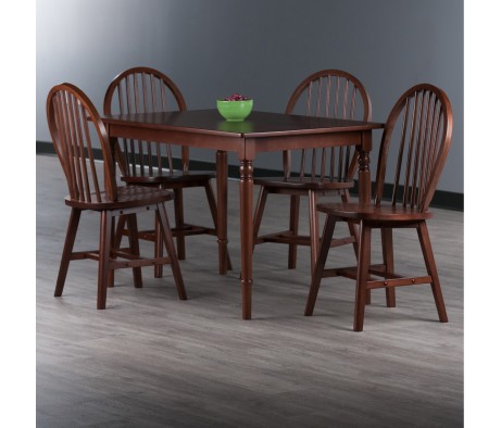 Ravenna 5-Pc Dining Table with Windsor Chairs, Walnut