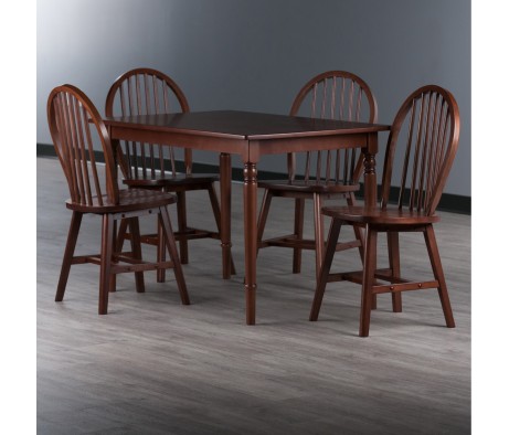Ravenna 5-Pc Dining Table with Windsor Chairs, Walnut