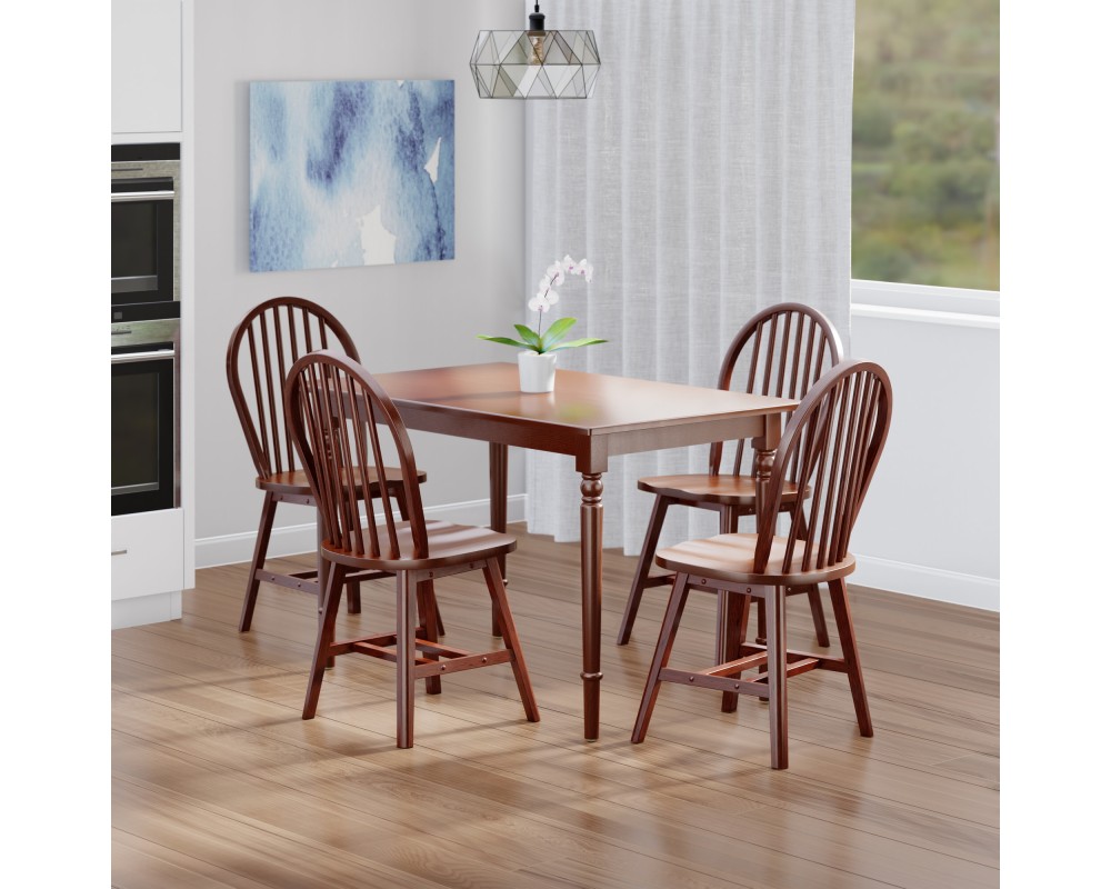 Ravenna 5-Pc Dining Table with Windsor Chairs, Walnut