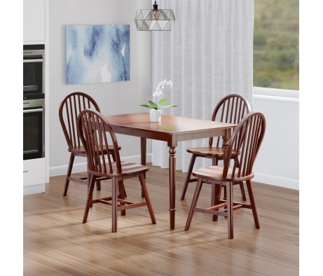 Ravenna 5-Pc Dining Table with Windsor Chairs, Walnut