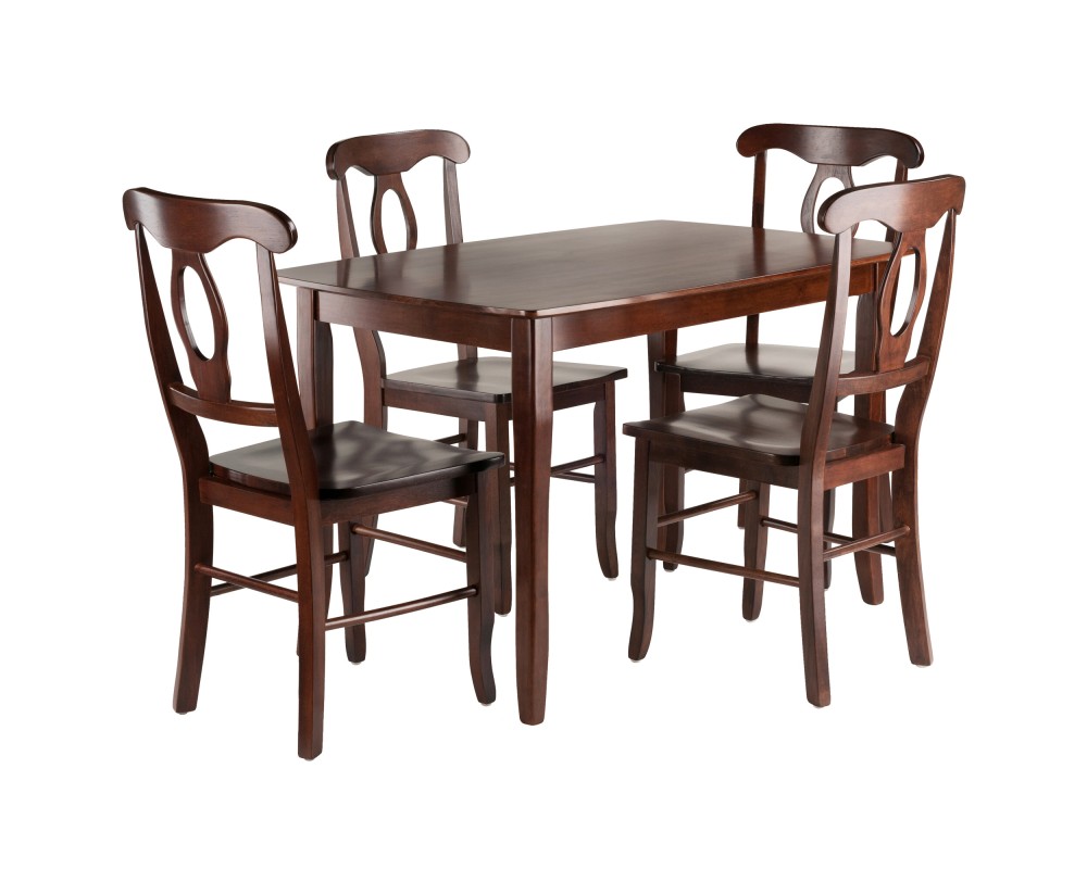 Inglewood Dining Table with 4 Keyhole-Back Chairs, 47' Wide, Walnut