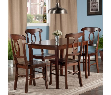 Inglewood Dining Table with 4 Keyhole-Back Chairs, 47' Wide, Walnut