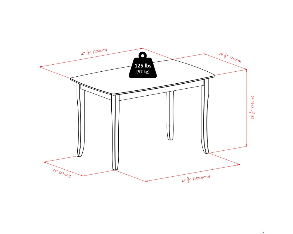 Inglewood Dining Table with 4 Keyhole-Back Chairs, 47' Wide, Walnut