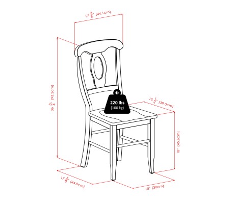 Inglewood Dining Table with 4 Keyhole-Back Chairs, 47' Wide, Walnut