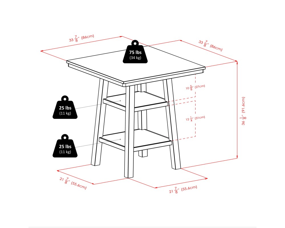 Orlando 5-Pc High Dining Table with 4 Saddle Seat Counter Stools, Walnut