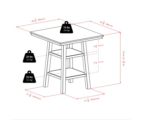Orlando 5-Pc High Dining Table with 4 Saddle Seat Counter Stools, Walnut