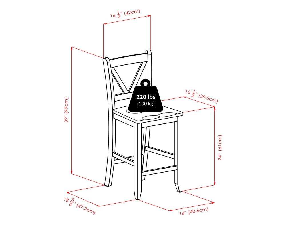 Orlando 5-Pc High Dining Table with 4 V-Back Counter Stools, Walnut