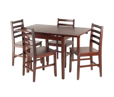Pulman 5-Pc Extendable Dining Table with 4 Ladder Back Chairs, Walnut
