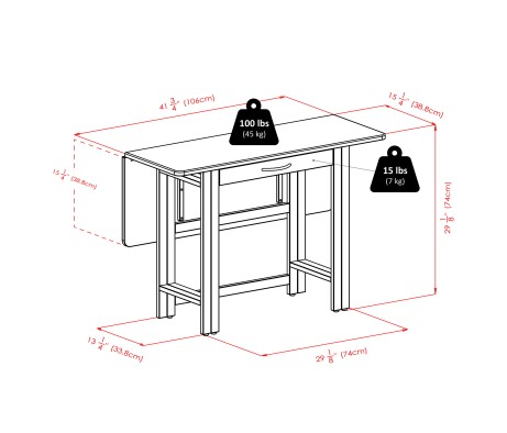 Taylor 5-Pc Drop Leaf Dining Table with 4 Foldable Chairs, Walnut
