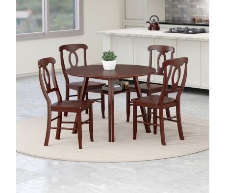 Marbelle Table 5-Pc Drop Leaf Dining Table with 4 Renaissance Chairs, Walnut Finish