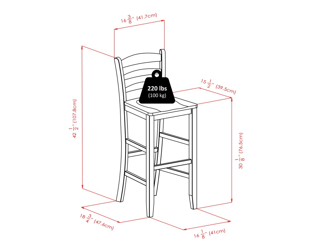 Parkland 5-Pc High Dining Table with 4 Ladder Back Bar Stools, Walnut