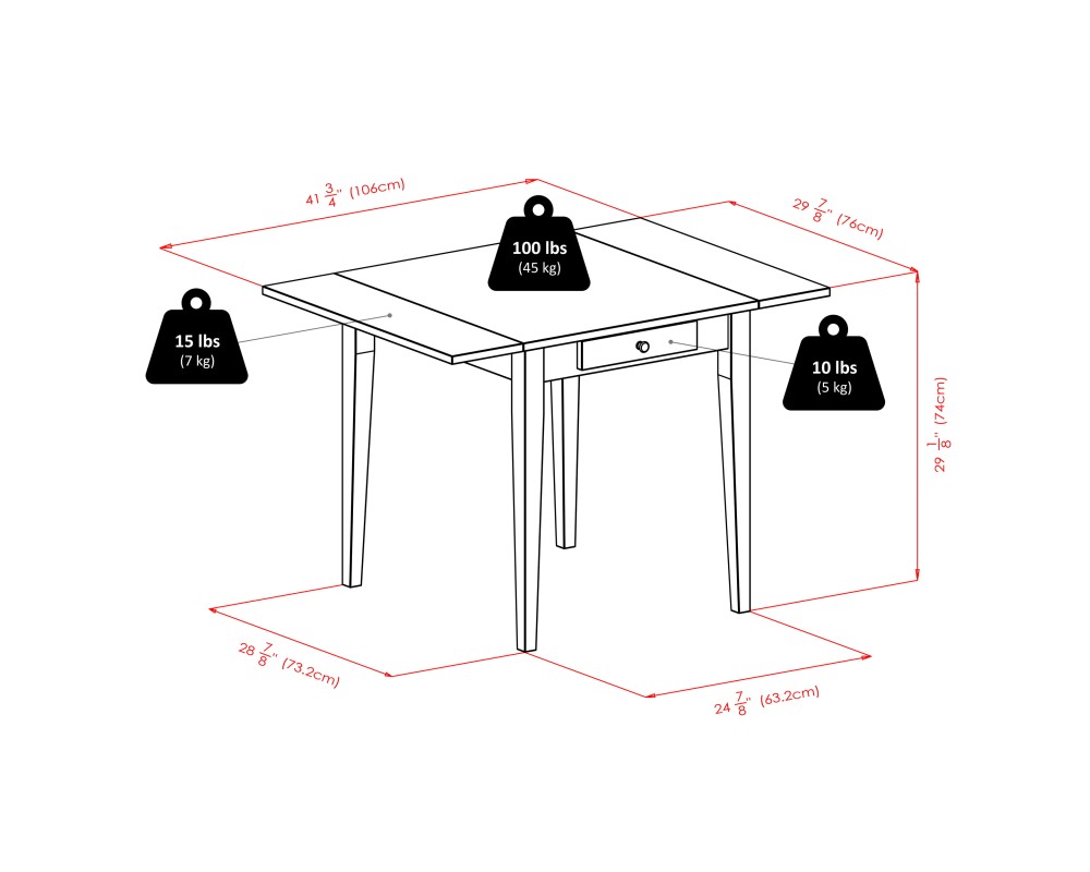 Hamilton Extendable Dining Table with 4 Ladder-Back Chairs, 42' Wide, Walnut