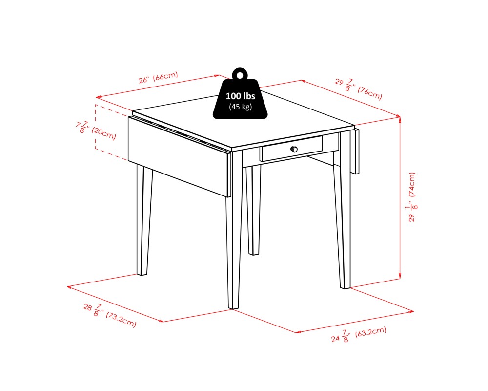 Hamilton Extendable Dining Table with 4 Ladder-Back Chairs, 42' Wide, Walnut