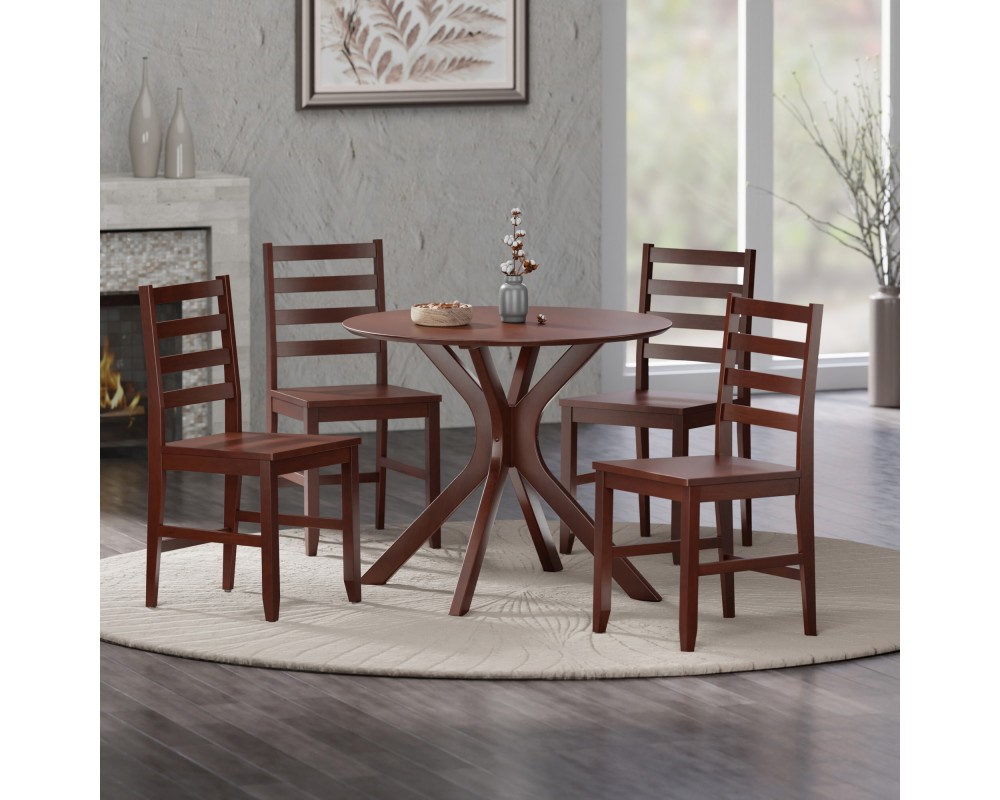 Lexa Dining Table with Splayed Legs, Walnut Finish with 4 Hamilton Dining Chairs
