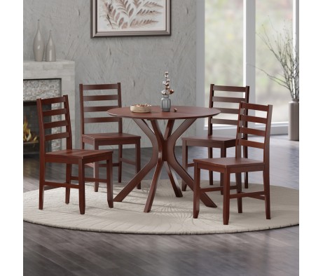 Lexa Dining Table with Splayed Legs, Walnut Finish with 4 Hamilton Dining Chairs