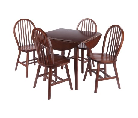 Dawson 5-Pc Drop Leaf Table with Windsor Chairs, Walnut