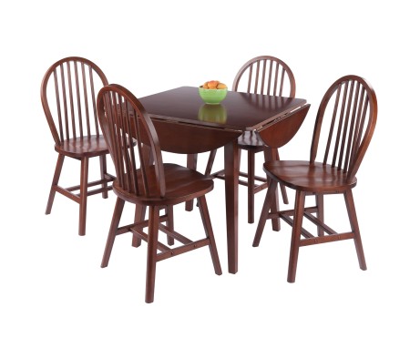 Dawson 5-Pc Drop Leaf Table with Windsor Chairs, Walnut