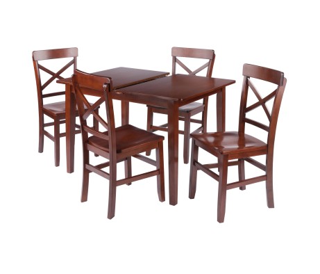 Darren 5-Pc Set Dining Table with X-Back Chairs, Walnut