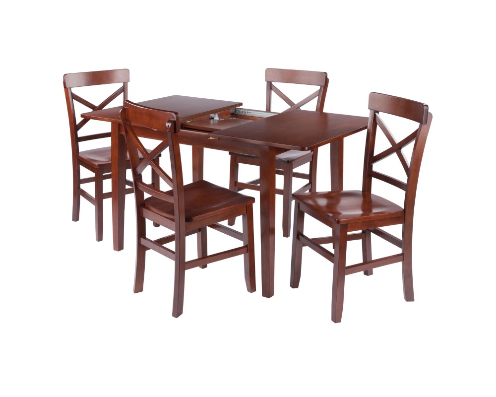 Darren 5-Pc Set Dining Table with X-Back Chairs, Walnut