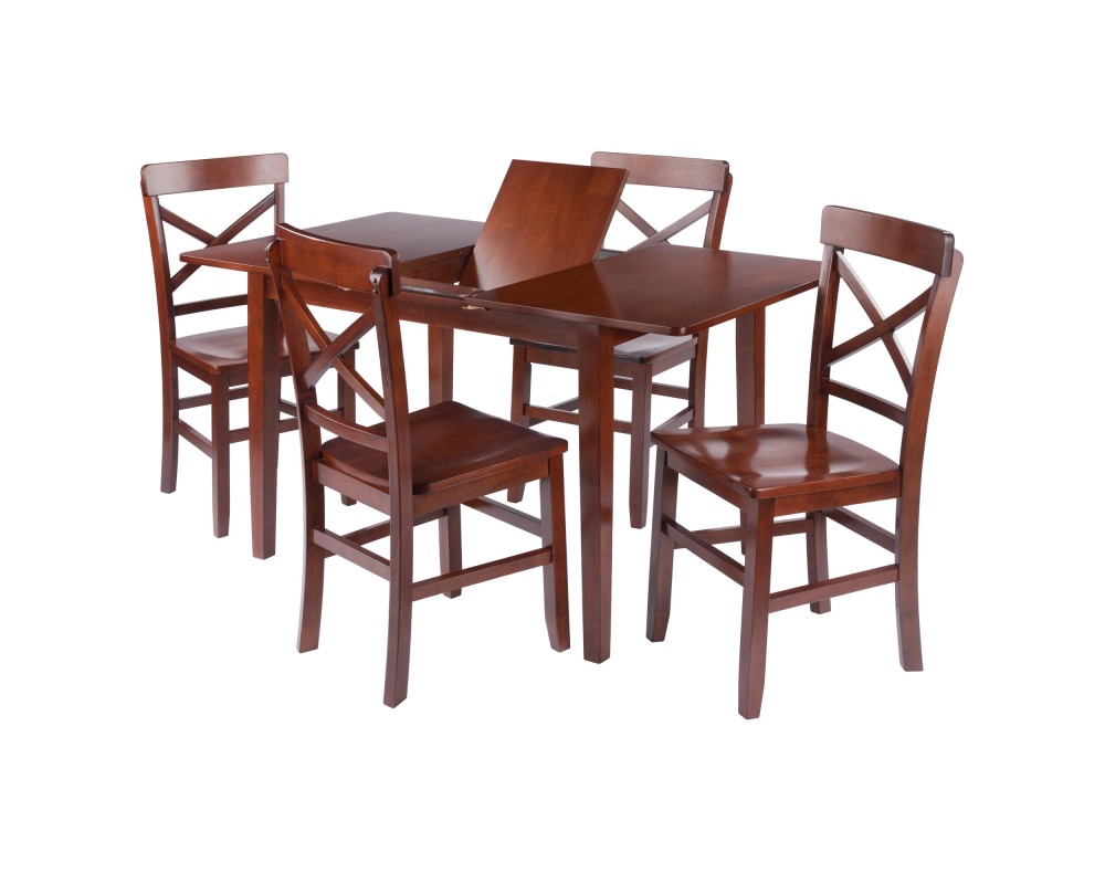 Darren 5-Pc Set Dining Table with X-Back Chairs, Walnut