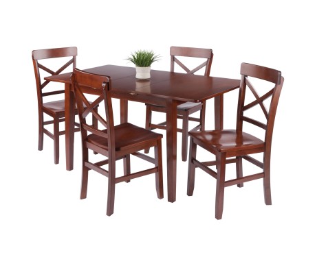 Darren 5-Pc Set Dining Table with X-Back Chairs, Walnut