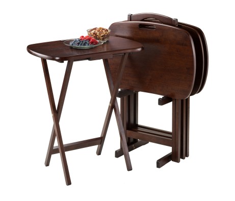 Lucca 5-Pc Snack Table Set, Walnut