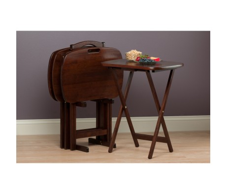 Lucca 5-Pc Snack Table Set, Walnut