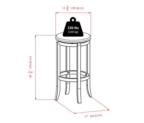 Fiona High Round Dining Table with 4 Swivel Cushion Bar Stools, 39' High, 34' Wide, Walnut and Black