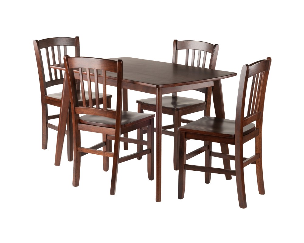 Shaye 5-Pc Dining Table with 4 Slat Back Chairs, Walnut