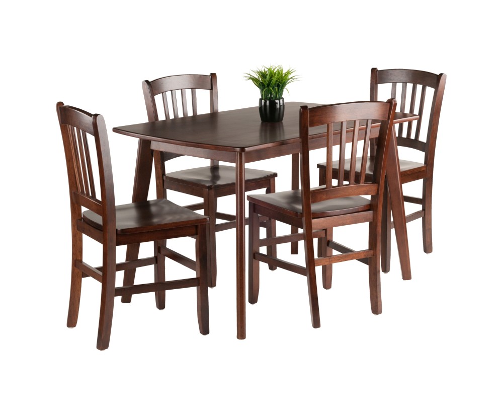 Shaye 5-Pc Dining Table with 4 Slat Back Chairs, Walnut