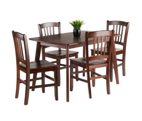 Shaye 5-Pc Dining Table with 4 Slat Back Chairs, Walnut