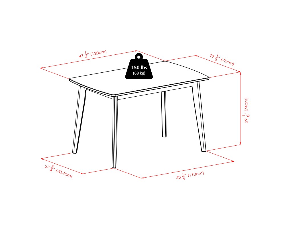 Shaye 5-Pc Dining Table with 4 Slat Back Chairs, Walnut