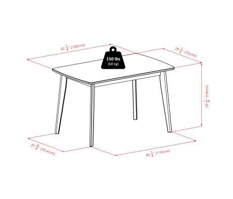 Shaye 5-Pc Dining Table with 4 Slat Back Chairs, Walnut