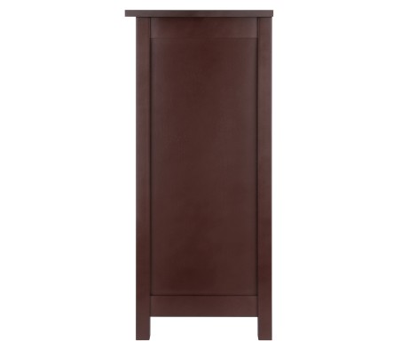 Milan 2-Tier Storage Shelf with 2 Small and 1 Large Foldable Corn Husk Baskets, 28' Wide, 30' High, Walnut