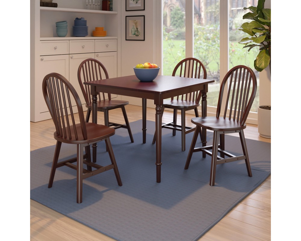 Mornay Square Dining Table with 4 Windsor Chairs, 36' Wide, Walnut