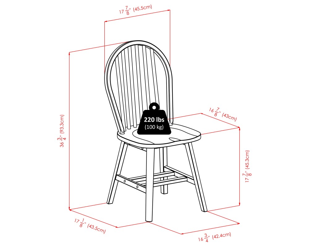 Mornay Square Dining Table with 4 Windsor Chairs, 36' Wide, Walnut