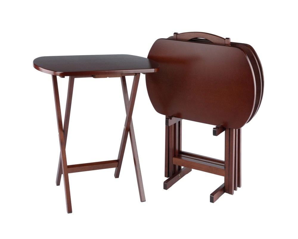 Corbett 5-Pc Oversized Snack Table Set, Walnut