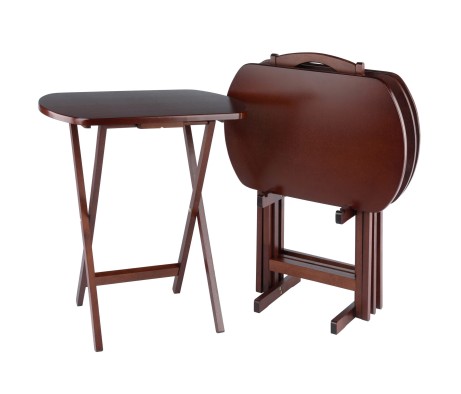 Corbett 5-Pc Oversized Snack Table Set, Walnut