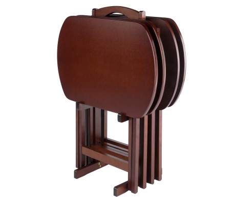 Corbett 5-Pc Oversized Snack Table Set, Walnut