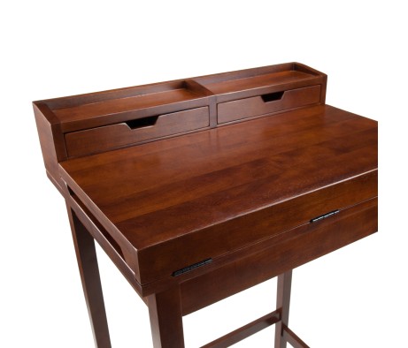 Brighton Standing Desk with Hutch, 46' High, 28' Wide, Walnut