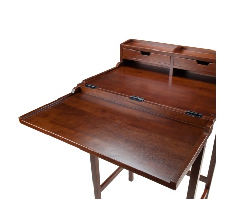 Brighton Standing Desk with Hutch, 46' High, 28' Wide, Walnut
