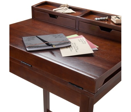 Brighton Standing Desk with Hutch, 46' High, 28' Wide, Walnut