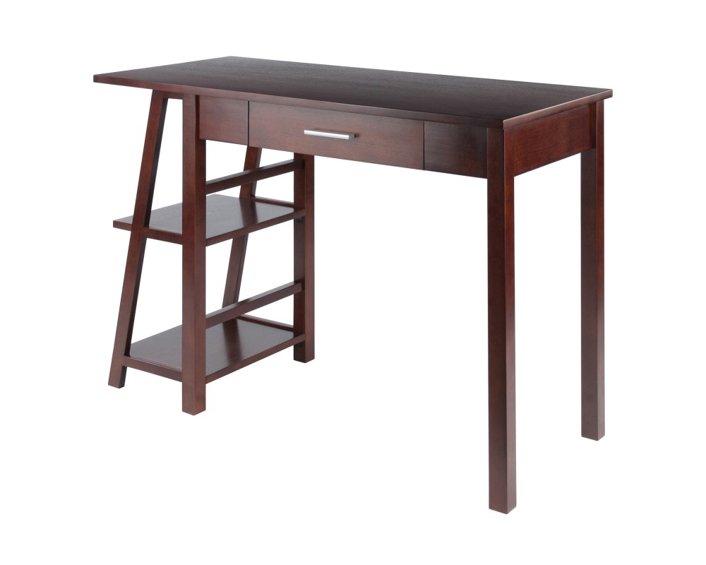 Aldric Writing Desk, Side Shelf, Walnut