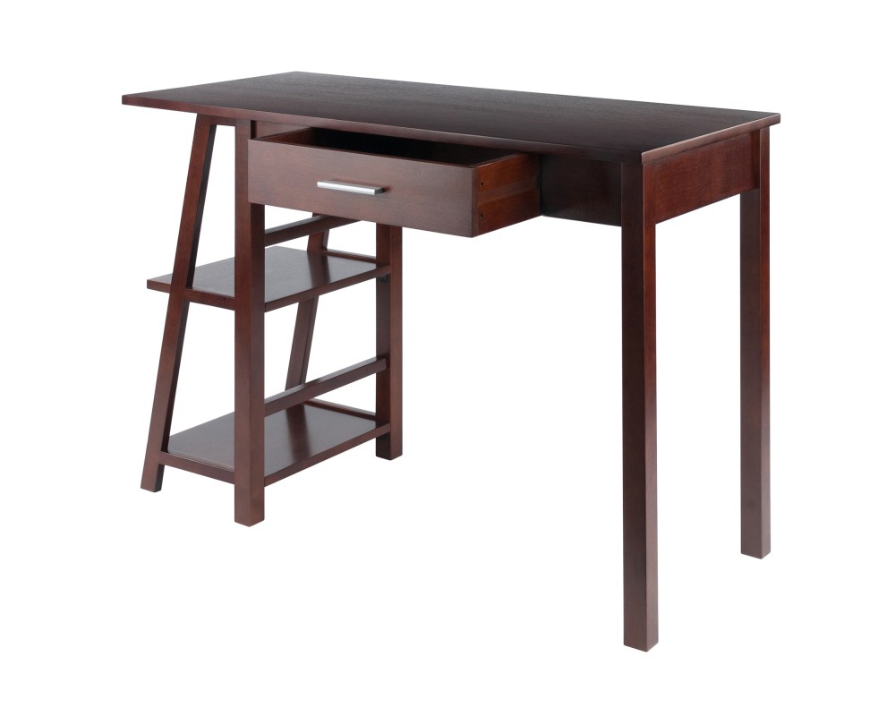 Aldric Writing Desk, Side Shelf, Walnut