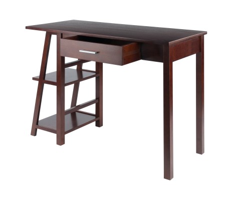 Aldric Writing Desk, Side Shelf, Walnut