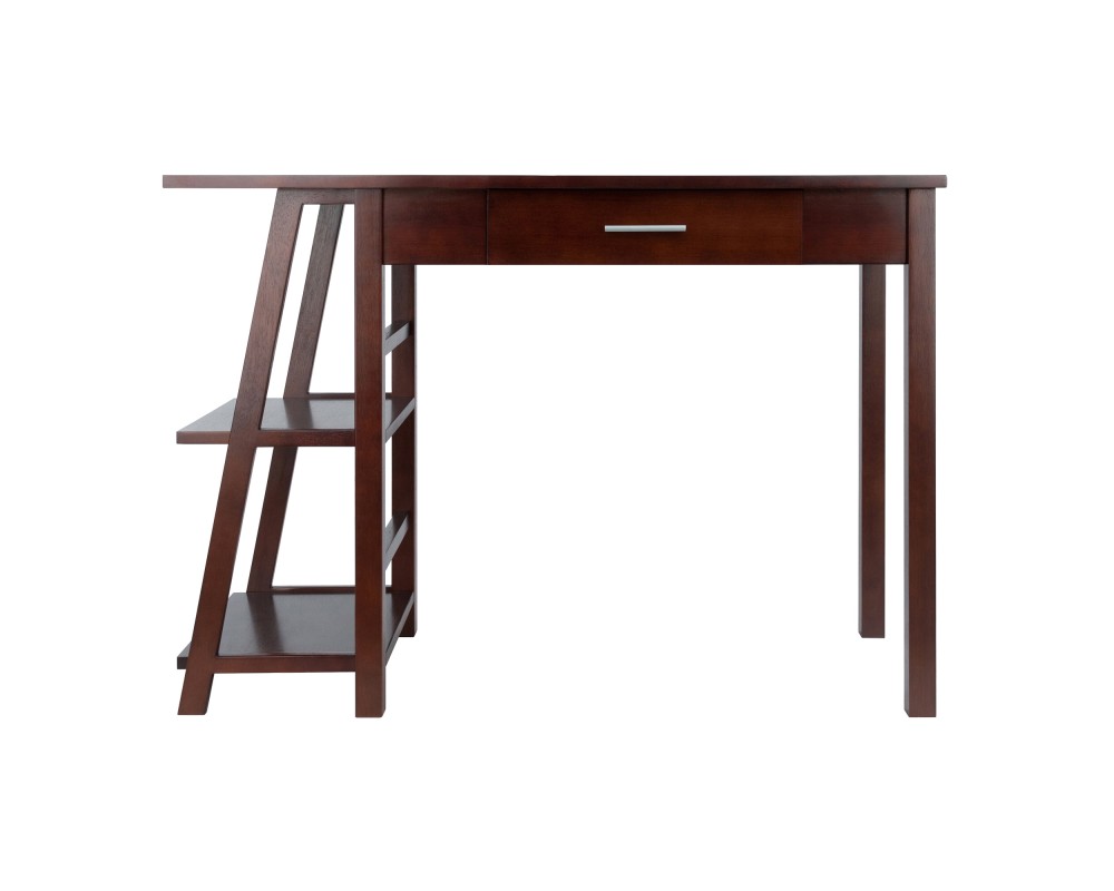 Aldric Writing Desk, Side Shelf, Walnut