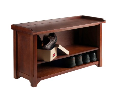 Milan 2-Shelf Storage Bench, 40' Wide, Walnut